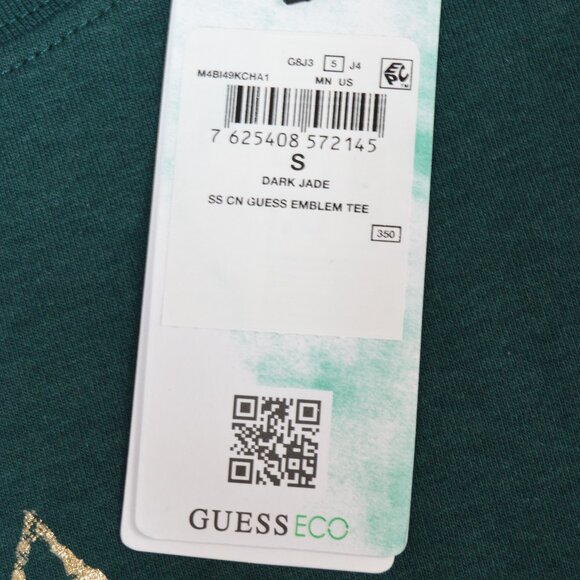 Guess Eco Organic Men’s T-Shirt Green Short Sleeves Logo Size Small Slim Fit NWT - Picture 5 of 16